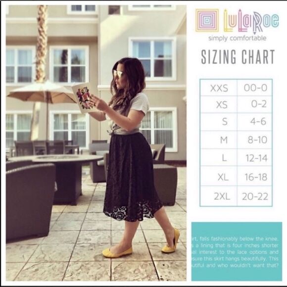 LULAROE LOLA BLACK FLOUNCY LACE MIDI SKIRT NEW WITH TAG XS - Picture 2 of 6